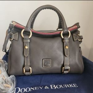 Brand New Dooney and Bourke Charcoal Florentine Leather Mini Satchel